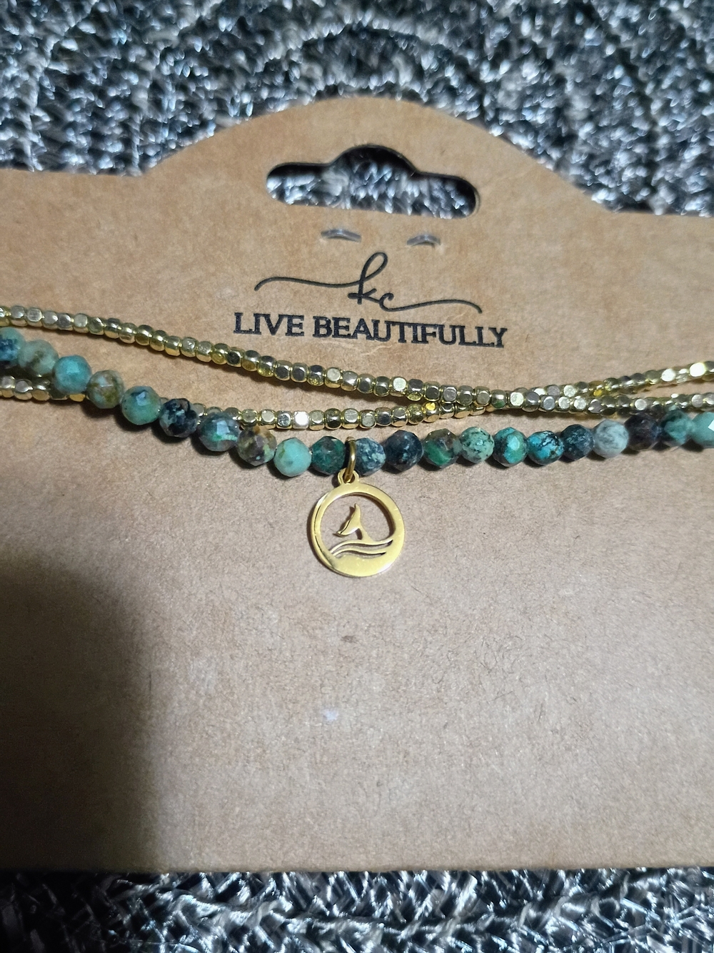 Turquoise and Gold Layered Beaded Bracelet